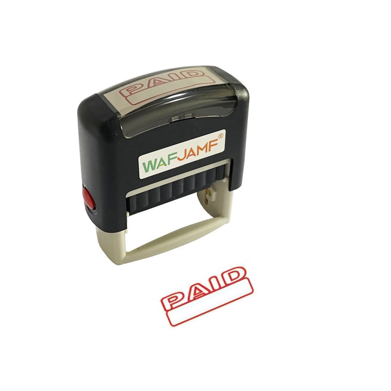 WAFJAMF Paid Office Stamp Self Inking Rubber Stamp Office Stamp Message Stamp Red Ink-Medium - Image 1